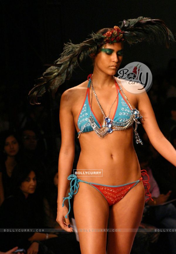A model showcasing a designer Sanchita's creation at the Wills Lifestyle India Fashion Week-Spring summer 2011, in New Delhi on Monday