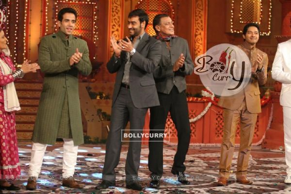 Cast of Movie Golmaal 3 and Mithun on the sets of Colors Diwali show