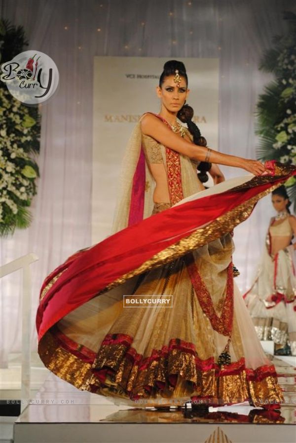 Model Walks for fashion designer Manish Malhotra at Aamby Valley Indian Bridal Week day 5