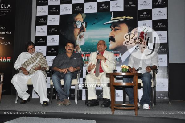 Amitabh Bachchan and Mohanlal at the press meet of Kandahar hosted by the Leela Hotels