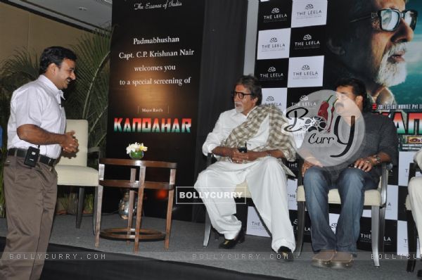 Amitabh Bachchan and Mohanlal at the press meet of Kandahar hosted by the Leela Hotels