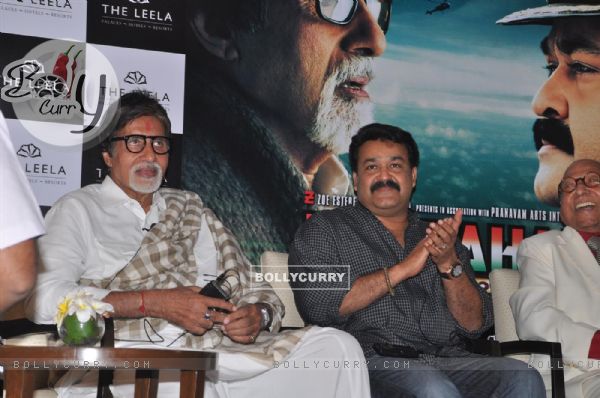Amitabh Bachchan and Mohanlal at the press meet of Kandahar hosted by the Leela Hotels