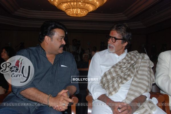 Big B and Mohanlal at Kandahar press meet hosted by Leela Hotels. . (112595)