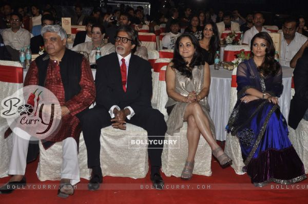 Javed Akhtar, Amitabh Bachchan, Tina Ambani and Aishwarya at Big Star Awards, Bhavans Ground. .