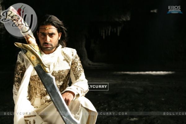 Abhishek sitting with sword