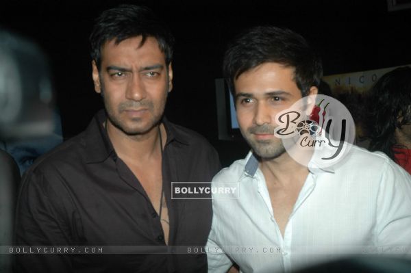 Ajay Devgan and Emraan Hashmi at Dil To Baccha Hai Ji music launch at Cinemax. . (113863)