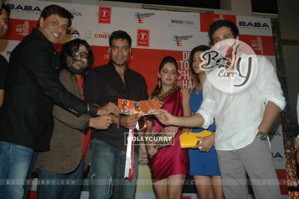 Madhur Bhandarkar, Ajay Devgan and Emraan Hashmi at Dil To Baccha Hai Ji music launch at Cinemax. .