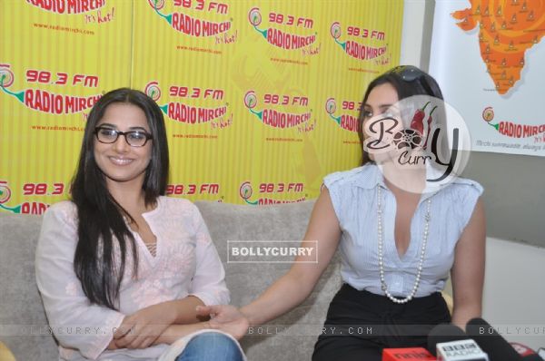 Vidya Balan and Rani Mukherjee arrive to promote the Hindi film  No One Killed Jessica at a 98.3 FM Radio station (114433)