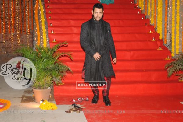 Aamir Khan at nephew Imran Khan's wedding ceremony with Avantika Malik in Pali Hill, Mumbai