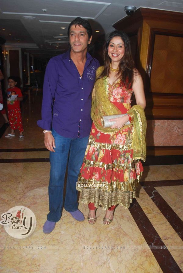 Chunky Pandey and his wife in Sameer Soni and Neelam's wedding reception