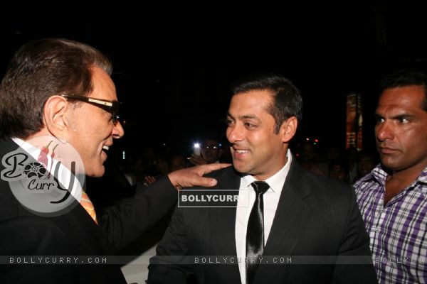 Dharmendra and Salman Khan at Dev Anands old classic film Hum Dono premiere at Cinemax Versova