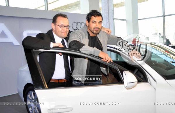 Bollywood actor John Abraham at a promotional event of Audi in New Delhi..