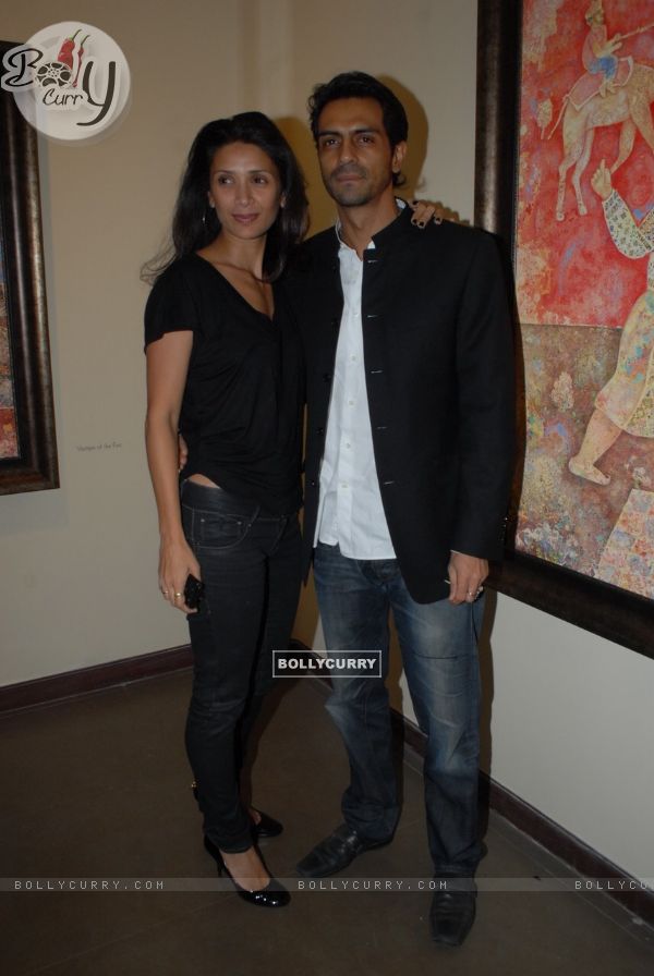 Arjun Rampal with his wife at Resonance group show at Art Musings Gallery