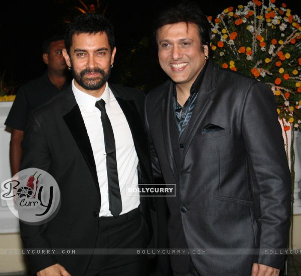 Aamir with Govinda at Imran Khan and Avantika Malik's Wedding Reception Party at Taj Land's End