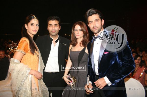 Hrithik, Suzanne, Katrina and Karan Johar at Stardust Awards-2011