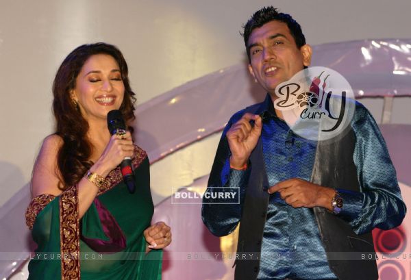 Madhuri Dixit and Sanjeev Kapoor at the launch of ''Food Food'' foundation in New Delhi
