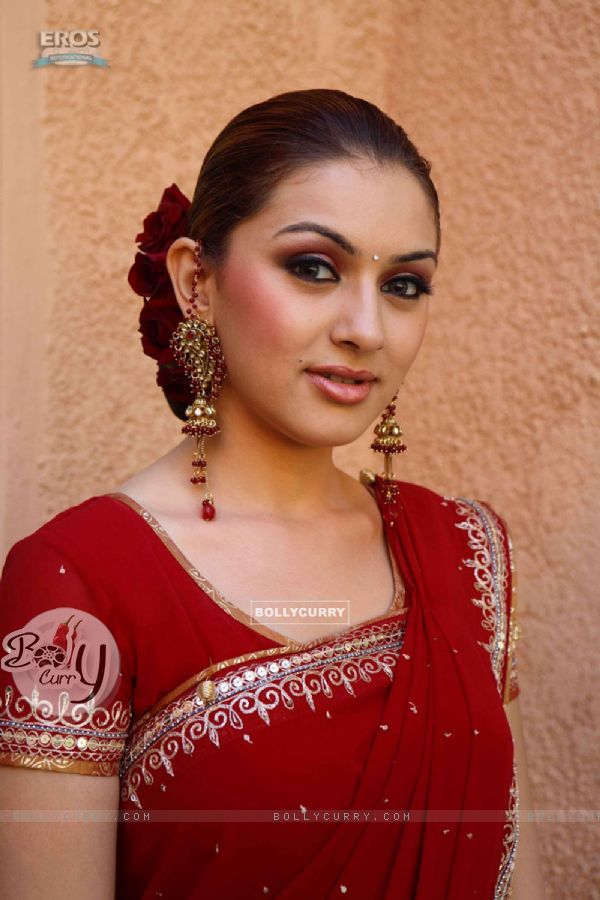 Hansika Motwani looking gorgeous in red sari (12121)