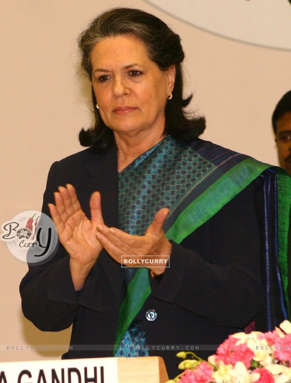 Sonia Gandhi at the launch of "Swabhiman", the Financial Inclusion Campaign in New Delhi
