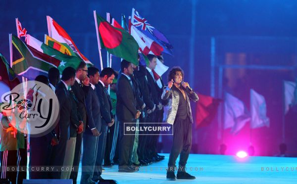 Singer Sonu Nigam performs during the opening ceremony of the ICC Cricket World Cup in Dhaka, Bangladesh on Feb. 17, 2011. .