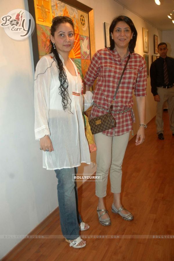Manyata Dutt and Priya Dutt at Minissha Lamba's mom art exhibition at Khar. .