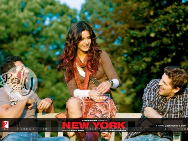 John Abraham, Katrina Kaif and Neil Nitin Mukesh smiling