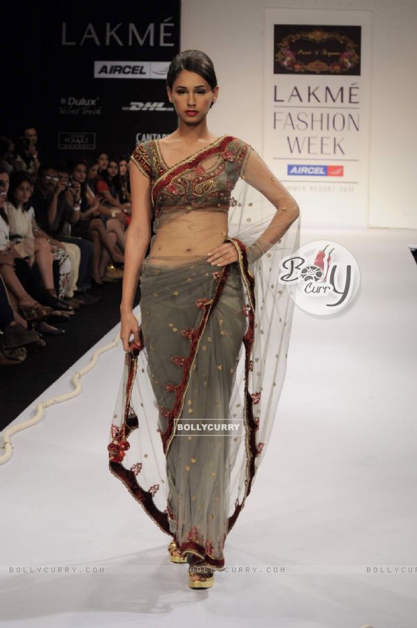 Model on day 1 Lakme Fashion Week for designer Preeti S Kapoor. .