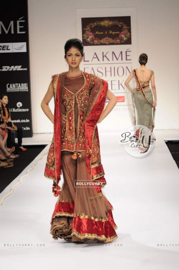 Model on day 1 Lakme Fashion Week for designer Preeti S Kapoor. .
