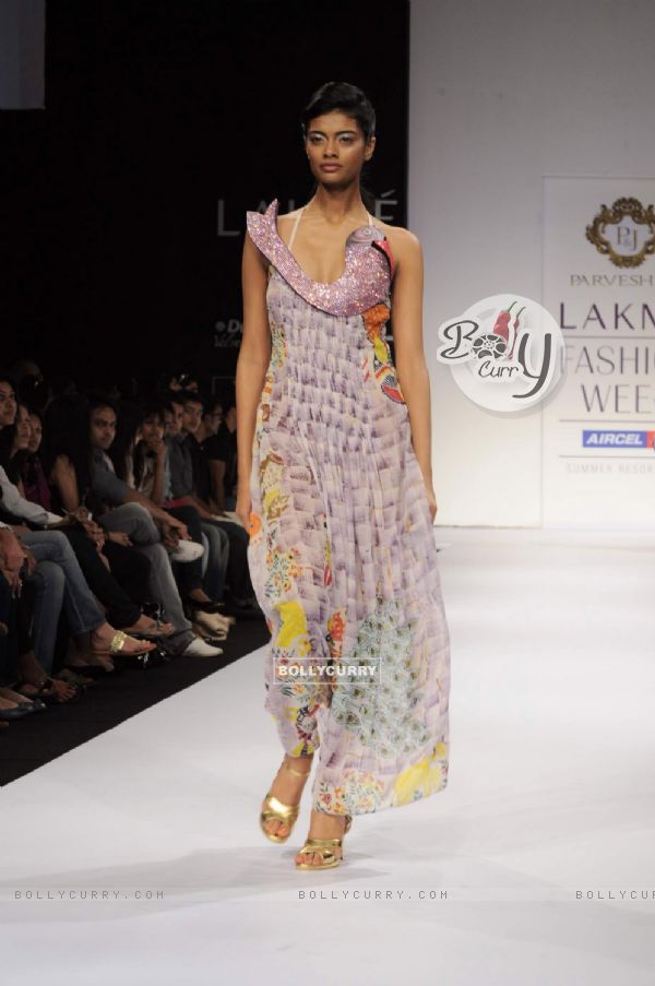 Model on day 1 Lakme Fashion Week for designer Parvesh and Jai. .