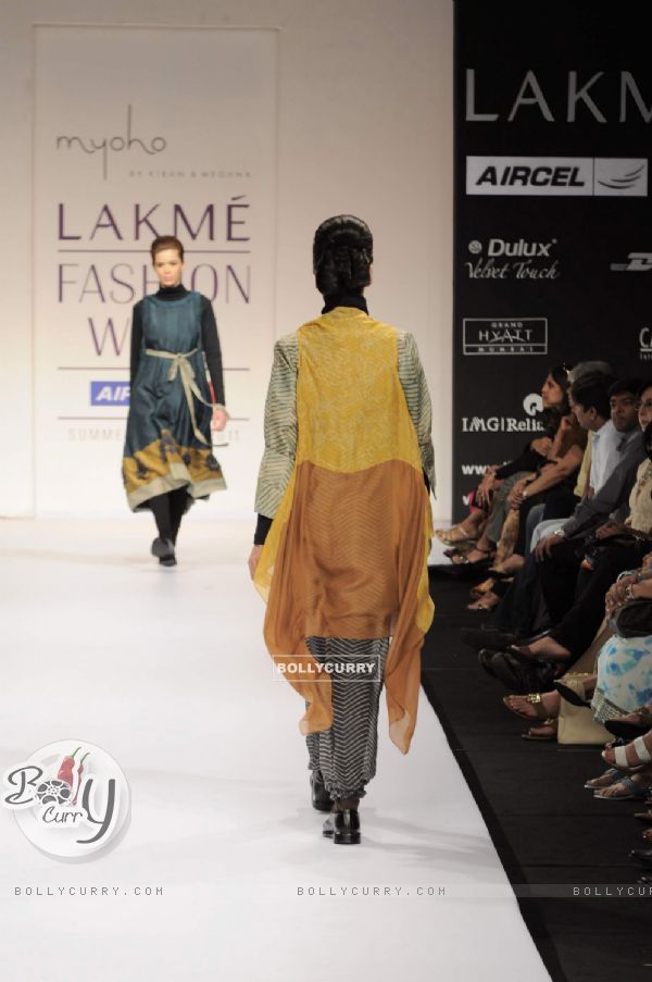 Models on day 1 Lakme Fashion Week for designer Kiran and Meghna. .