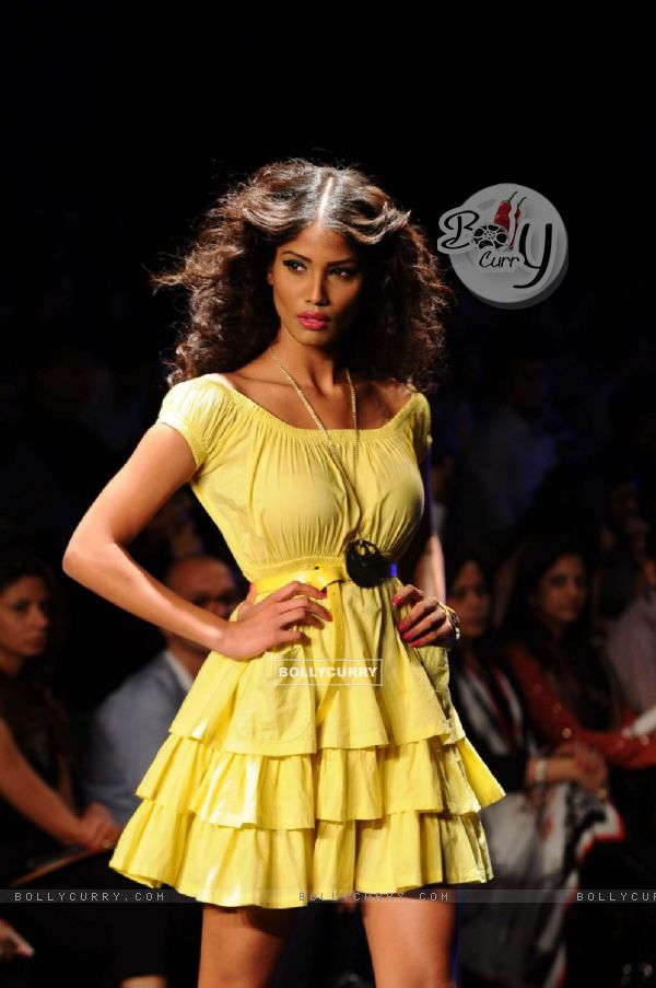 A model displays designer Rocky S's creations during the Lakme Fashion Week day 4 in Mumbai. .