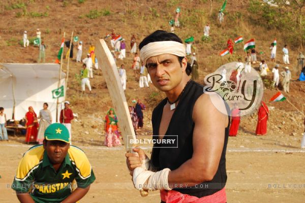 Sonu Sood playing a cricket