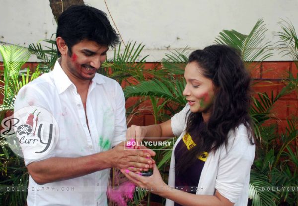 Sushant Singh Rajput and Ankita Lokhande at Zoom Holi Party in Tulip star