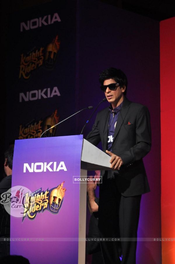 Shah Rukh Khan graces the KKR-Nokia tie-up media meet at the Taj Lands End