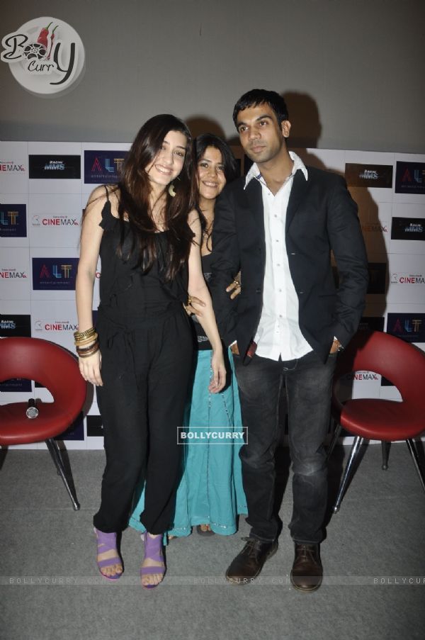 Ekta Kapoor with Raj and Kainaz at first look launch of Ragini MMS at Cinemax, Mumbai (129115)