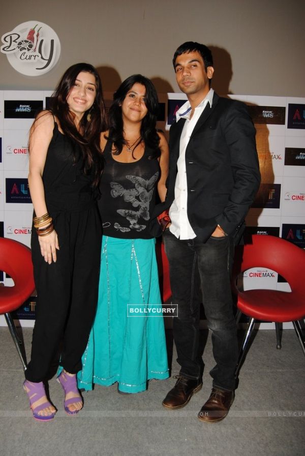 Ekta Kapoor with Raj and Kainaz at first look launch of Ragini MMS at Cinemax, Mumbai (129230)