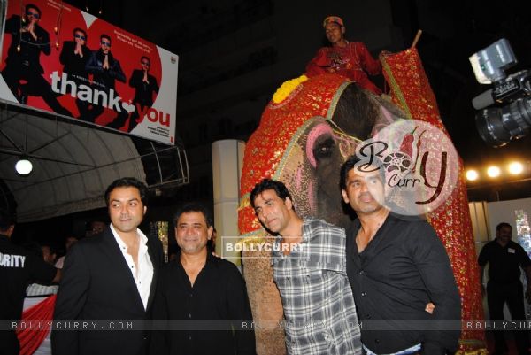 Anees Bazmee with Akshay, Sunil and Bobby at Premiere of Thank You movie at Chandan, Juhu, Mumbai