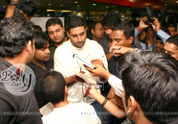 Abhishek Bachchan at Reliance Digital store to promote his film  "Dum Maro Dum'', in New Delhi