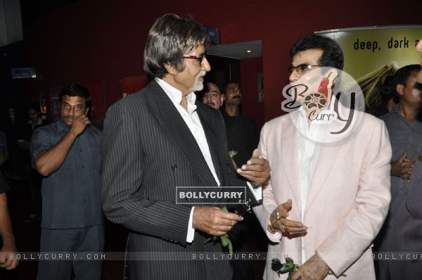 Amitabh Bachchan and Jeetendra grace Ekta Kapoor's film Ragini MMS premiere at Cinemax, Andheri in Mumbai. .