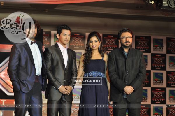 Sonu Nigam, Aditya Narayan, Shreya Ghosal and Sanjay Leela Bhansali at 'X Factor India' Launch