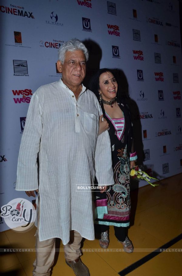 Om Puri and Ila Arun at West is West premiere at Cinemax