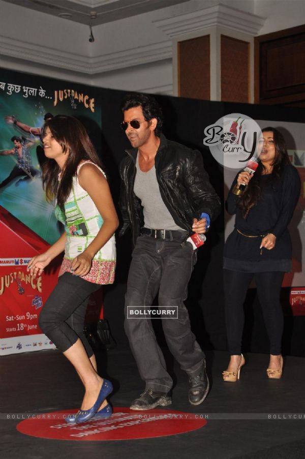 Hrithik Roshan and Vaibhavi Merchant at televisions reality show platform, 'Just Dance' press meet at TajLands End