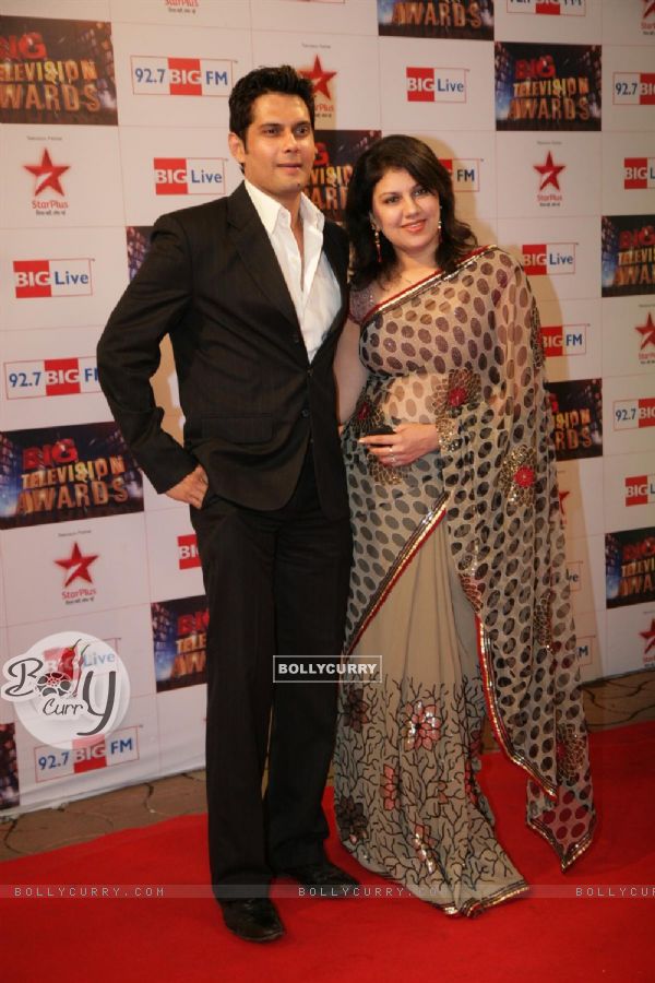 Amar Upadhyay with wife at Big Television Awards at YashRaj Studios
