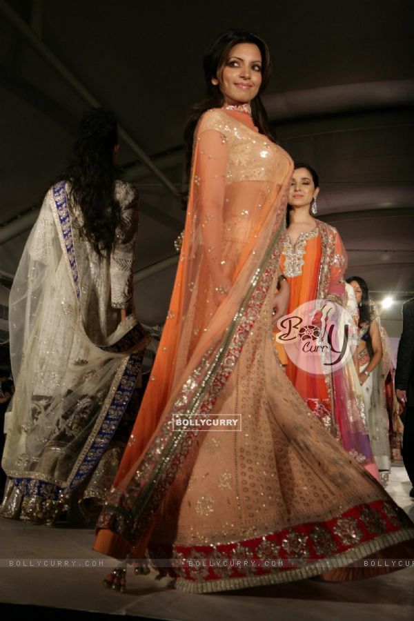 Shama Sikander walk the ramp for Shaina NC and Manish Malhotra at the Pidilite-CPAA charity fashion