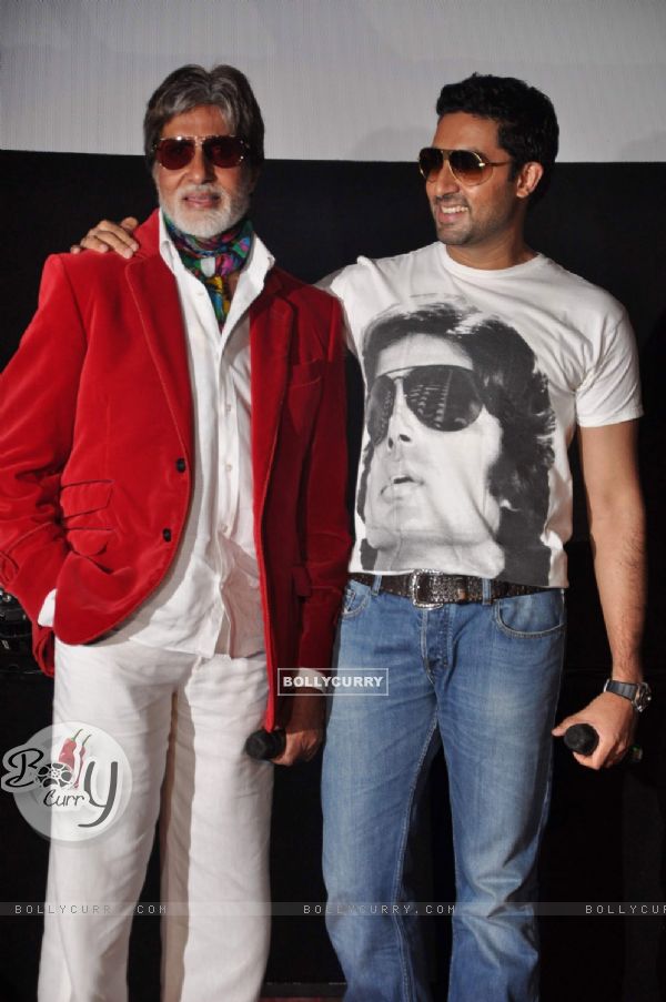 Amitabh and Abhishek Bachchan launch the music video of film Bbuddah...Hoga Terra Baap titled at Cin (139110)