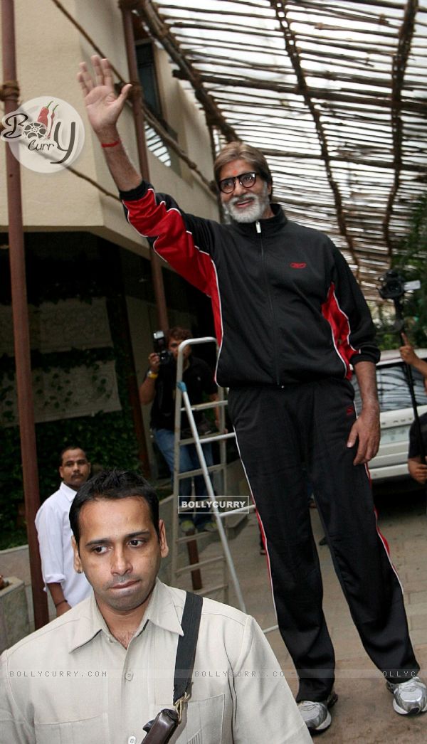 Amitabh Bachchan greets his fans at his bungalow Jalsa in Juhu, Mumbai