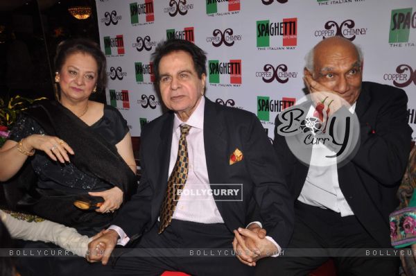 Dilip Kumar, Saira Banu, and Yash Chopra at Spaghetti restaurant launch