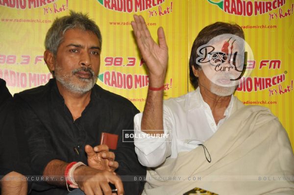 Big B with Prakash Jha to promote film Aarakshan at Radio Mirchi at Lower Parel