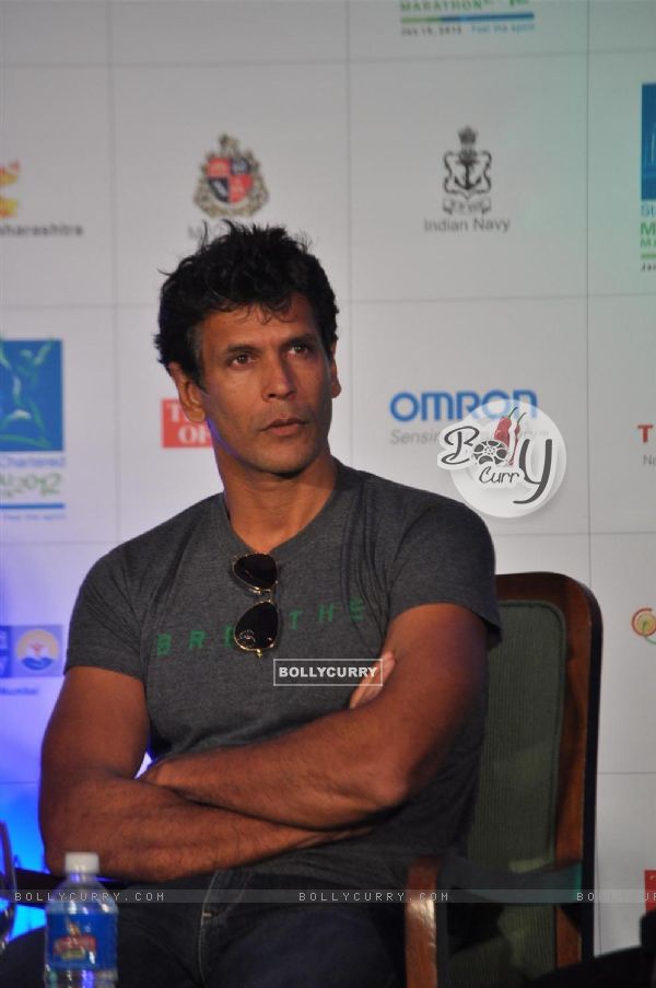 Milind during the launched of registrations for Mumbai Marathon 2012 categories of 9th Edition at Trident Hotel
