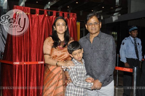 Raghuvir Yadav with wife and son at premiere of movie 'Gandhi To Hitler' at Cinemax