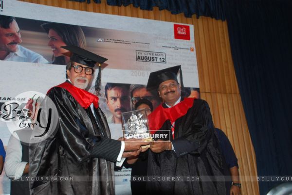 Amitabh Bachchan at Aarakshan film promotions at Welingkar college. .